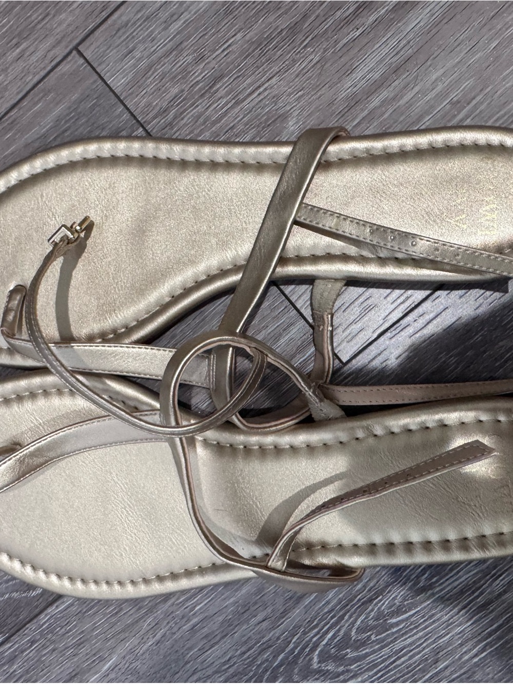 crown & ivy Metallic Gold Strappy Sandals